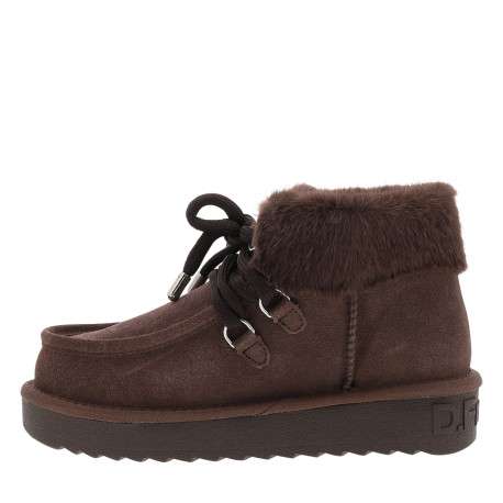 Boots montantes 375 Nordic en cuir nubuck chocolat à talon compensé bas - Image 3