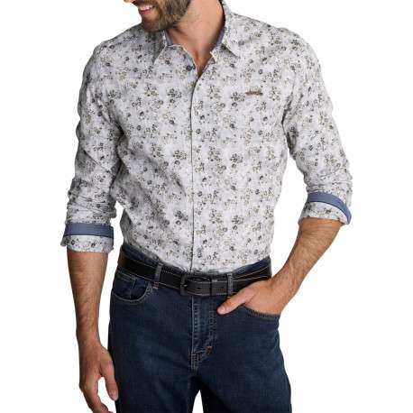 Chemise en coton multicolore à motifs floraux pourvue d'une coupe droite - Image 3