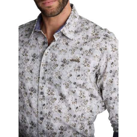 Chemise en coton multicolore à motifs floraux pourvue d'une coupe droite - Image 5