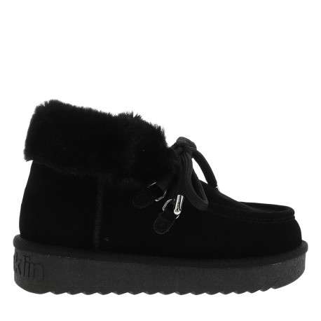 Boots montantes 375 Nordic en cuir nubuck noir à talon compensé bas