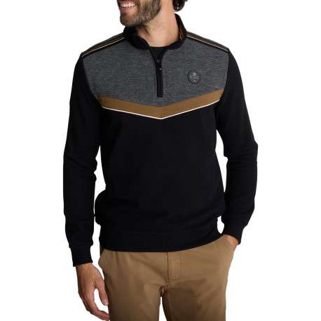 Gilet à col zippé noir pourvu d'une coupe droite avec des manches longues