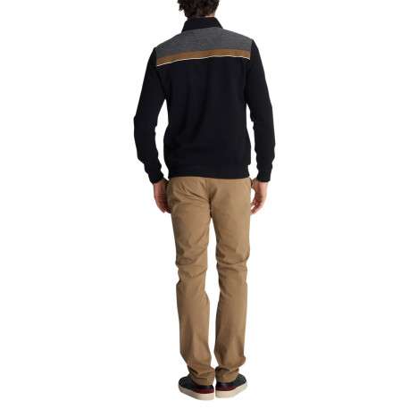 Gilet à col zippé noir pourvu d'une coupe droite avec des manches longues - Image 2