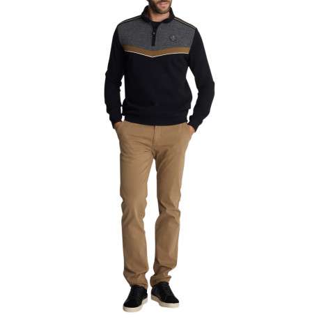 Gilet à col zippé noir pourvu d'une coupe droite avec des manches longues - Image 3