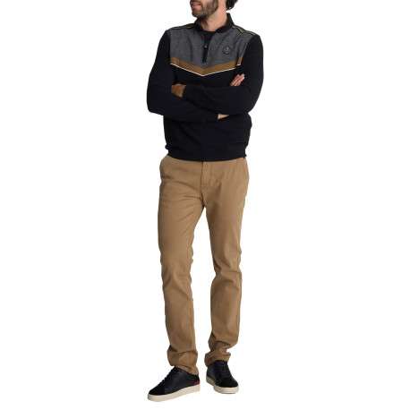 Gilet à col zippé noir pourvu d'une coupe droite avec des manches longues - Image 4