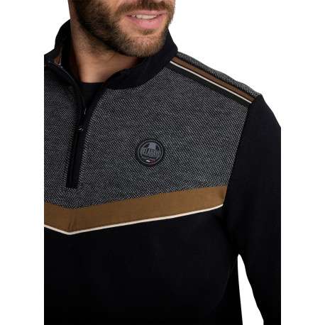 Gilet à col zippé noir pourvu d'une coupe droite avec des manches longues - Image 5
