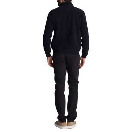 Veste zippée noire à buste jacquard gaufré et bande marron sur la poitrine - Image 2