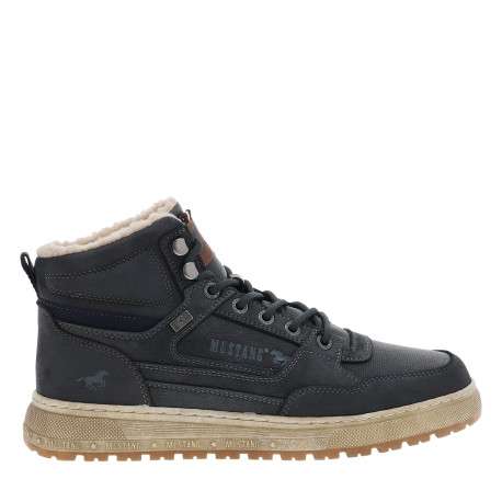 Sneakers bleu marine à empiècements superposés pourvus de lacets ronds