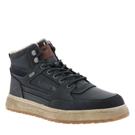 Sneakers bleu marine à empiècements superposés pourvus de lacets ronds - Image 2