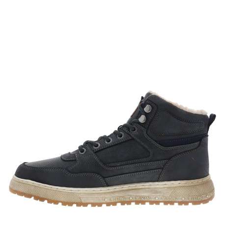 Sneakers bleu marine à empiècements superposés pourvus de lacets ronds - Image 3