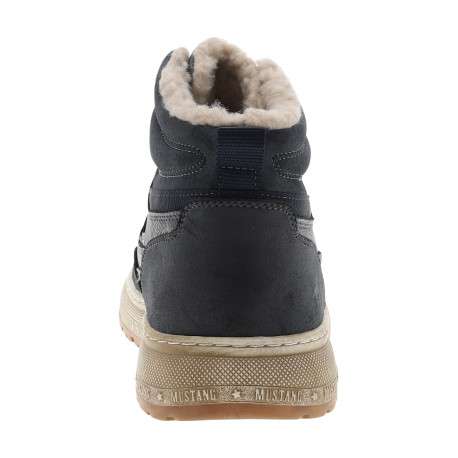 Sneakers bleu marine à empiècements superposés pourvus de lacets ronds - Image 4