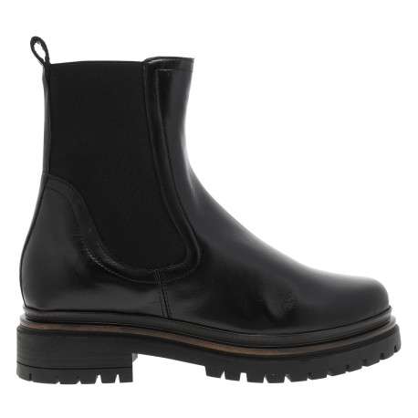 Boots en cuir noir avec contrefort renforcé et fermeture à soufflet élastiqué