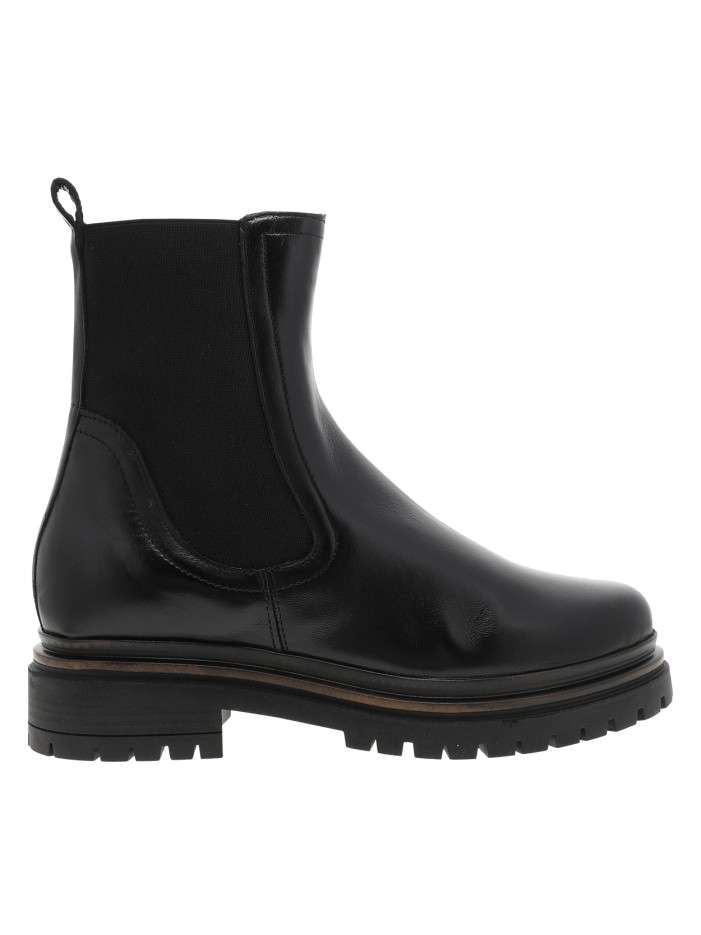 Boots en cuir noir avec contrefort renforcé et fermeture à soufflet élastiqué