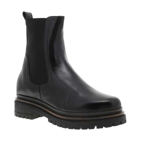 Boots en cuir noir avec contrefort renforcé et fermeture à soufflet élastiqué - Image 2