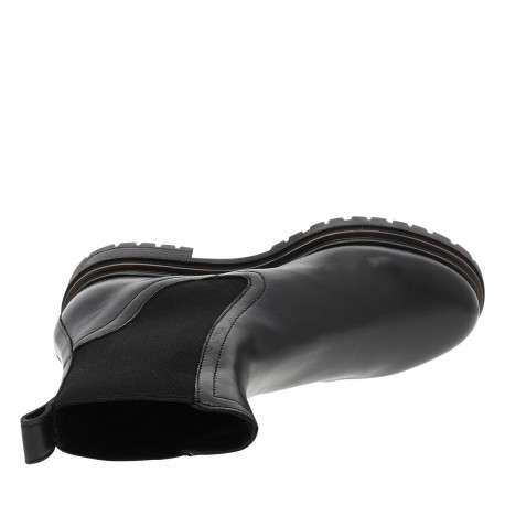 Boots en cuir noir avec contrefort renforcé et fermeture à soufflet élastiqué - Image 5