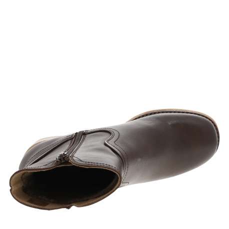 Boots en cuir moka avec un talon décroché moyen et un zip sur le côté extérieur - Image 5