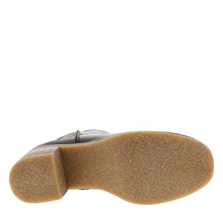 Boots en cuir moka avec un talon décroché moyen et un zip sur le côté extérieur - Image 6
