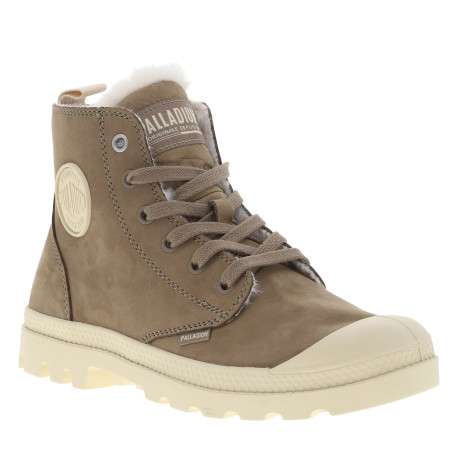 Bottines en cuir taupe à talon plat avec des lacets et un zip latéral - Image 2