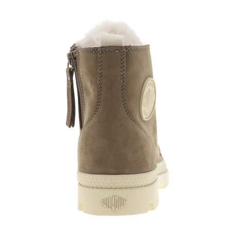Bottines en cuir taupe à talon plat avec des lacets et un zip latéral - Image 4