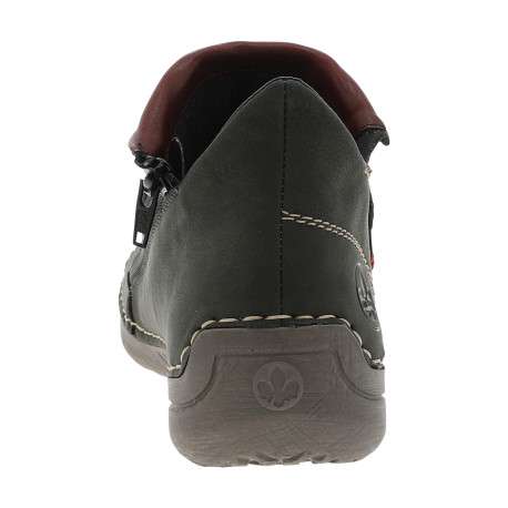 Boots simili cuir noir avec rabat rouge et détails colorés et fermeture zippée - Image 4