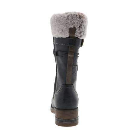 Bottes bleu marine à talon décroché bas pourvues d'un zip latéral - Image 4