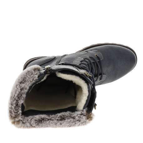 Bottes bleu marine à talon décroché bas pourvues d'un zip latéral - Image 5
