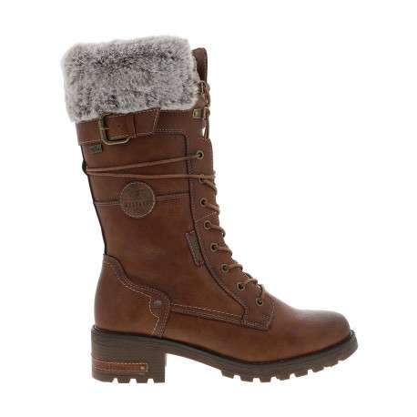 Bottes marron à talon décroché bas pourvues d'un grand zip latéral