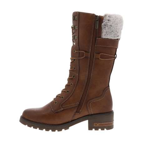 Bottes marron à talon décroché bas pourvues d'un grand zip latéral - Image 3