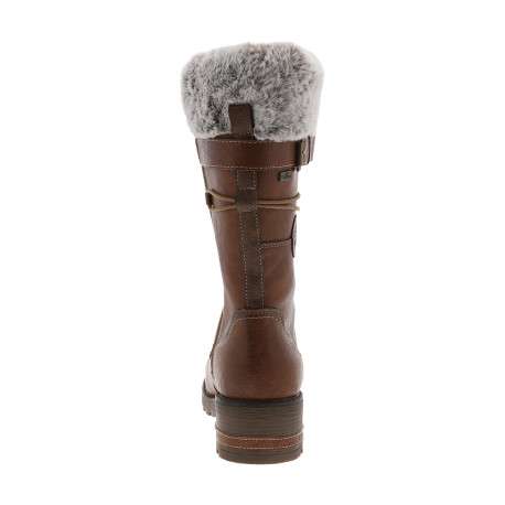 Bottes marron à talon décroché bas pourvues d'un grand zip latéral - Image 4