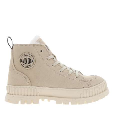 Bottines en cuir enduit écrues à talon plat avec des lacets et un zip latéral