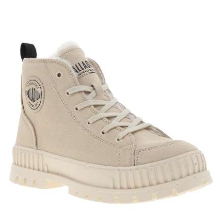 Bottines en cuir enduit écrues à talon plat avec des lacets et un zip latéral - Image 2