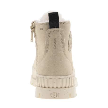 Bottines en cuir enduit écrues à talon plat avec des lacets et un zip latéral - Image 4
