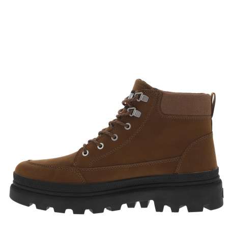Bottines en cuir marron à talon décroché bas avec des lacets ronds - Image 3