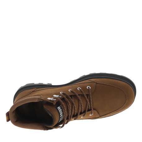 Bottines en cuir marron à talon décroché bas avec des lacets ronds - Image 5
