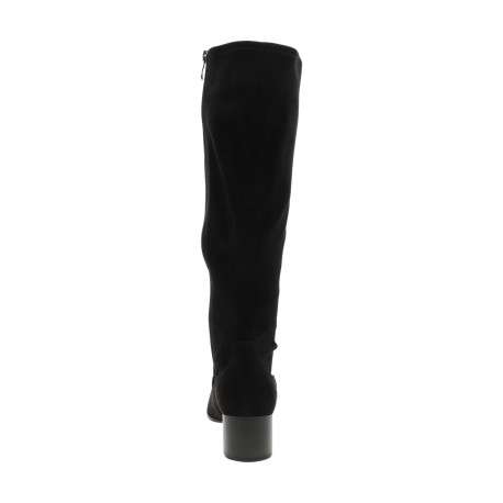 Bottes hautes en cuir nubuck noir à talon décroché moyen pourvu d'un zip - Image 4