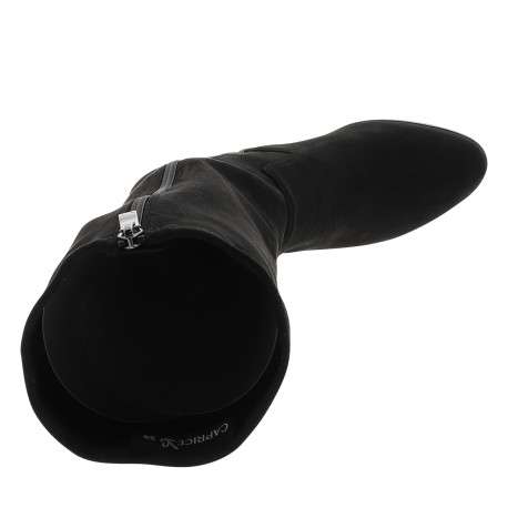Bottes hautes en cuir nubuck noir à talon décroché moyen pourvu d'un zip - Image 5
