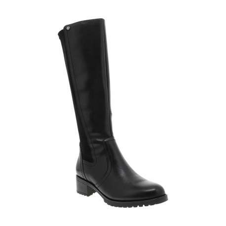 Bottes en cuir noires à talon décroché bas pourvues d'une fermeture zippée - Image 2