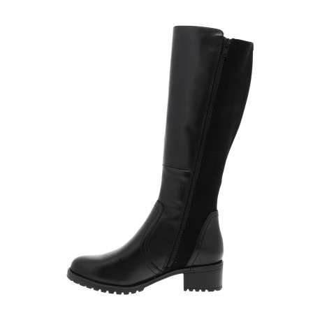 Bottes en cuir noires à talon décroché bas pourvues d'une fermeture zippée - Image 3