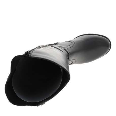 Bottes en cuir noires à talon décroché bas pourvues d'une fermeture zippée - Image 5