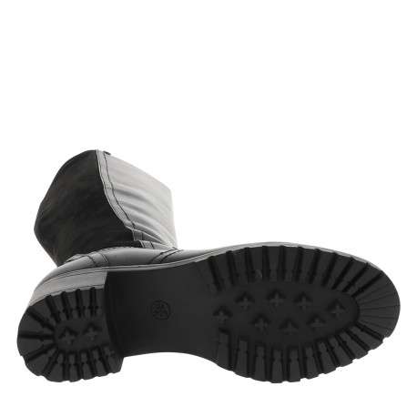 Bottes en cuir noires à talon décroché bas pourvues d'une fermeture zippée - Image 6