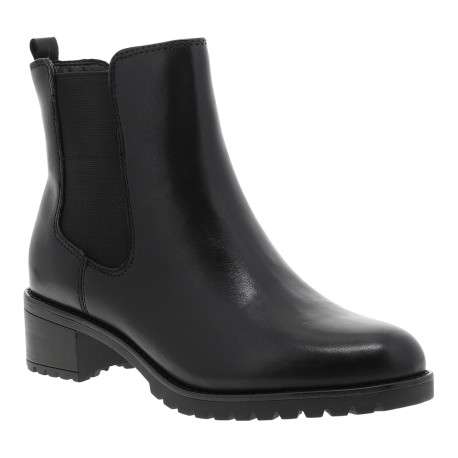 Boots en cuir noires à talon décroché bas pourvues d'une fermeture zippée - Image 2