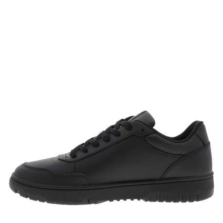 Tennis à revêtement piqué en cuir noir dotées d'un talon plat et du logo - Image 3