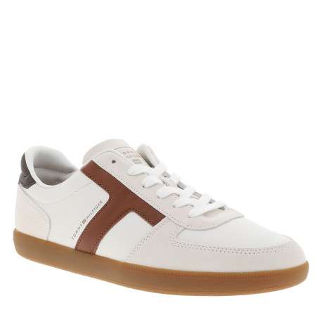 Tennis Tribeca en cuir blanc orné d'empiècements et dotées d'un talon plat - Image 2