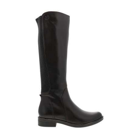 Bottes hautes en cuir chocolat à talon décroché bas et soufflet élastiqué