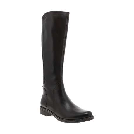 Bottes hautes en cuir chocolat à talon décroché bas et soufflet élastiqué - Image 2