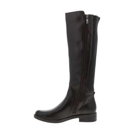 Bottes hautes en cuir chocolat à talon décroché bas et soufflet élastiqué - Image 3