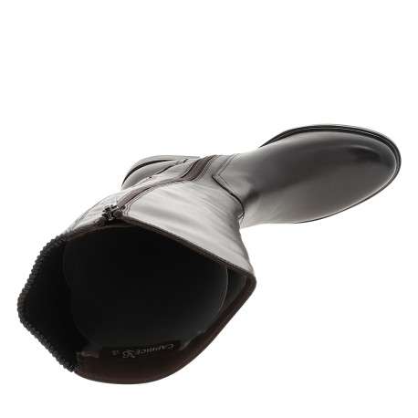 Bottes hautes en cuir chocolat à talon décroché bas et soufflet élastiqué - Image 5