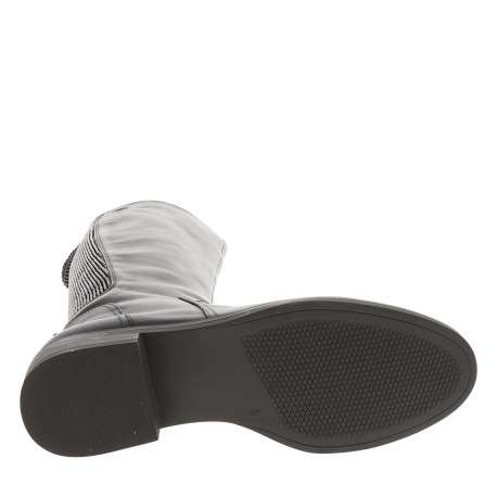 Bottes hautes en cuir chocolat à talon décroché bas et soufflet élastiqué - Image 6