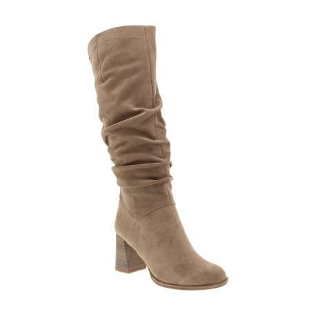 Bottes beiges à talon décroché haut pourvues d'un zip latéral - Image 2