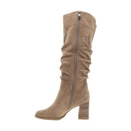 Bottes beiges à talon décroché haut pourvues d'un zip latéral - Image 3
