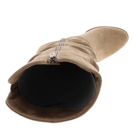 Bottes beiges à talon décroché haut pourvues d'un zip latéral - Image 5
